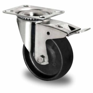 Lenkrolle mit Totalfeststeller ø 100 mm Serie C4C4 Gleitlager Edelstahl