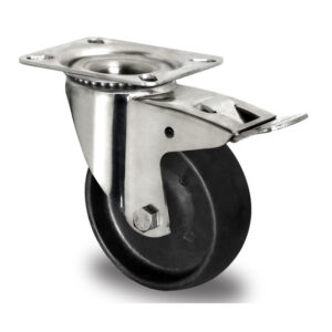 Lenkrolle mit Totalfeststeller ø 125 mm Serie C4C4 Gleitlager Edelstahl