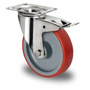 Lenkrolle mit Totalfeststeller ø 125 mm Serie N2U6 Rollenlager Edelstahl