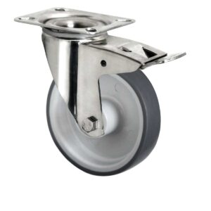Lenkrolle mit Totalfeststeller ø 160 mm Serie P2W2 Gleitlager Edelstahl