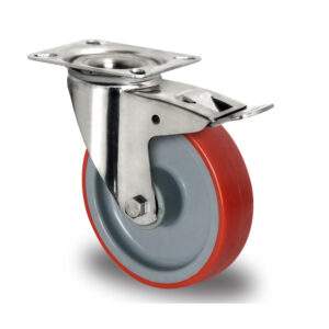 Lenkrolle mit Totalfeststeller ø 200 mm Serie N2U6 Gleitlager Edelstahl