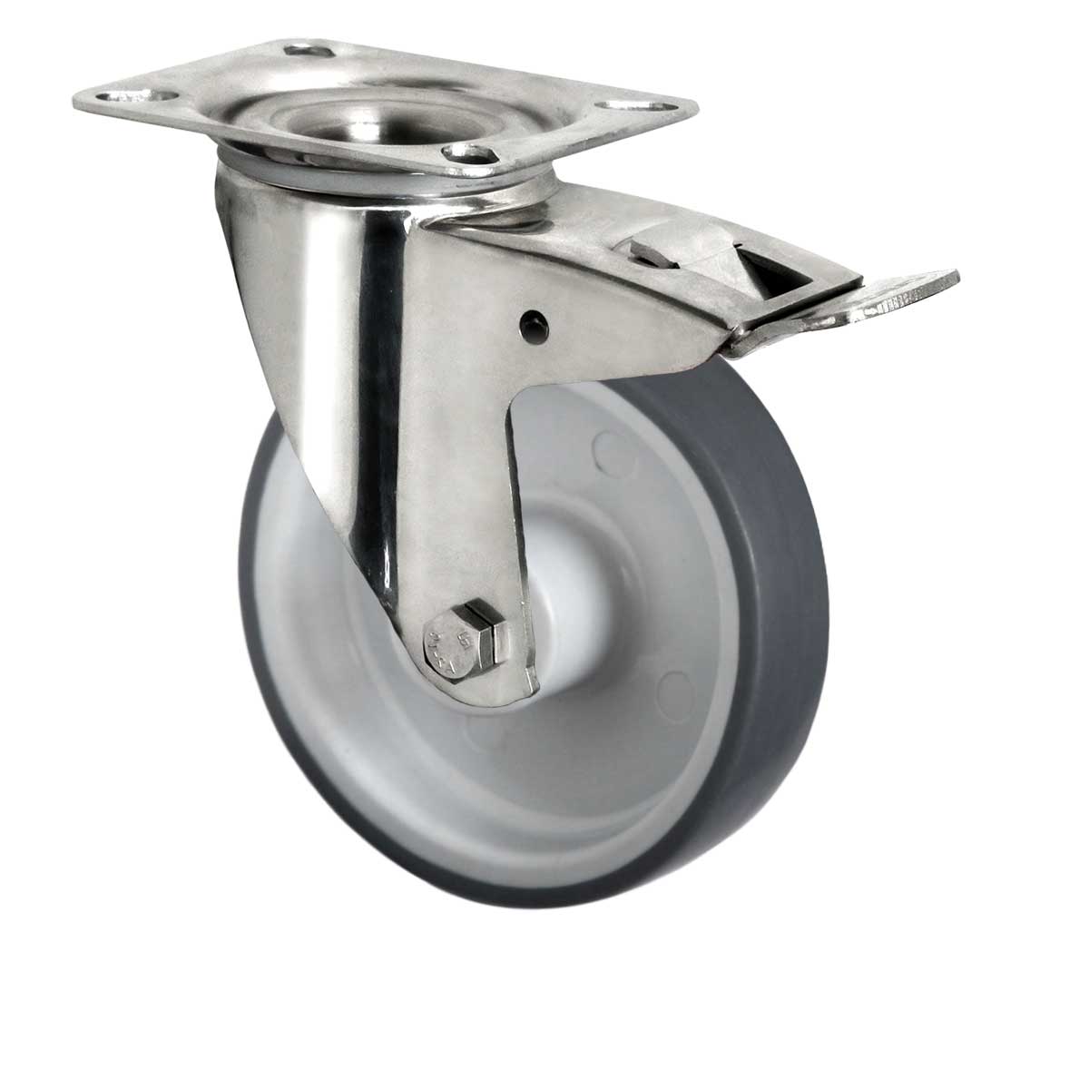 Lenkrolle mit Totalfeststeller ø 200 mm Serie P2W2 Gleitlager Edelstahl
