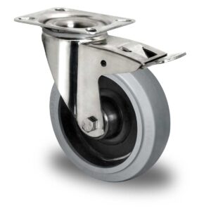 Lenkrolle mit Totalfeststeller ø 200 mm Serie R4E2 Rollenlager Edelstahl